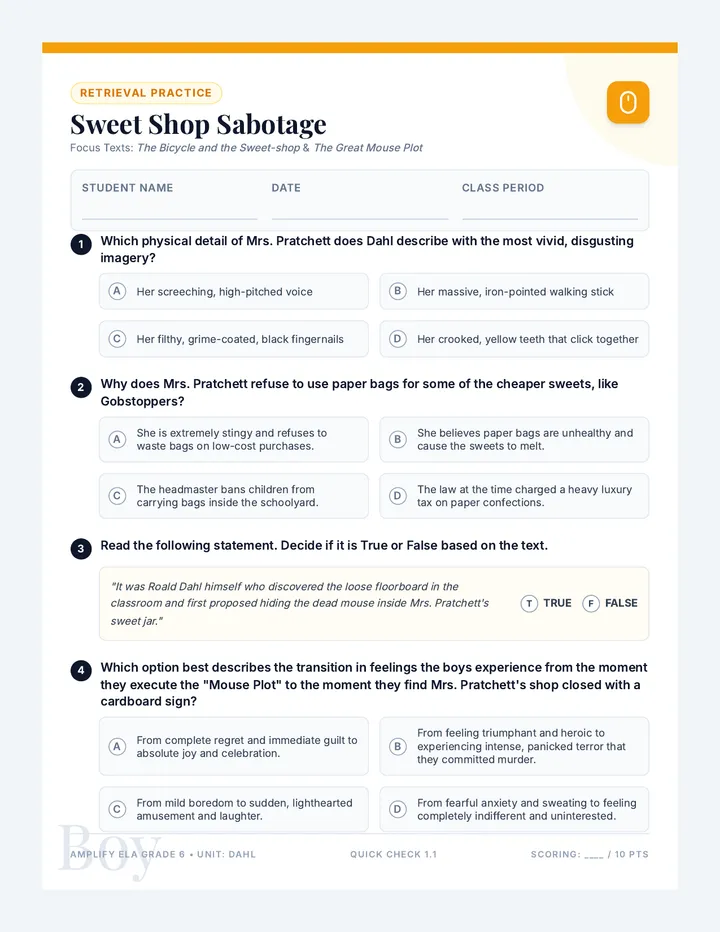 Sweet Shop Sabotage Exit Ticket