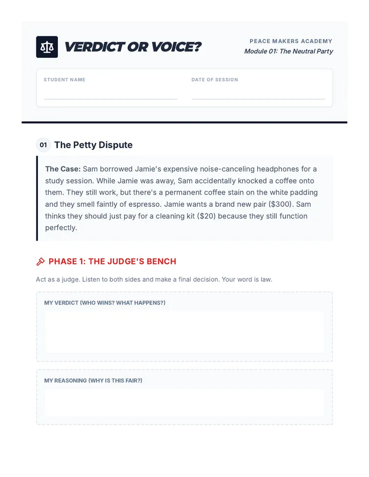 Verdict or Voice Worksheet