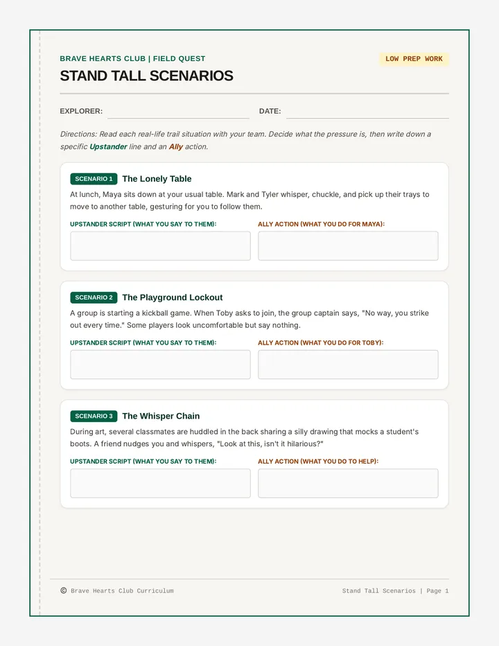 Stand Tall Scenario Cards