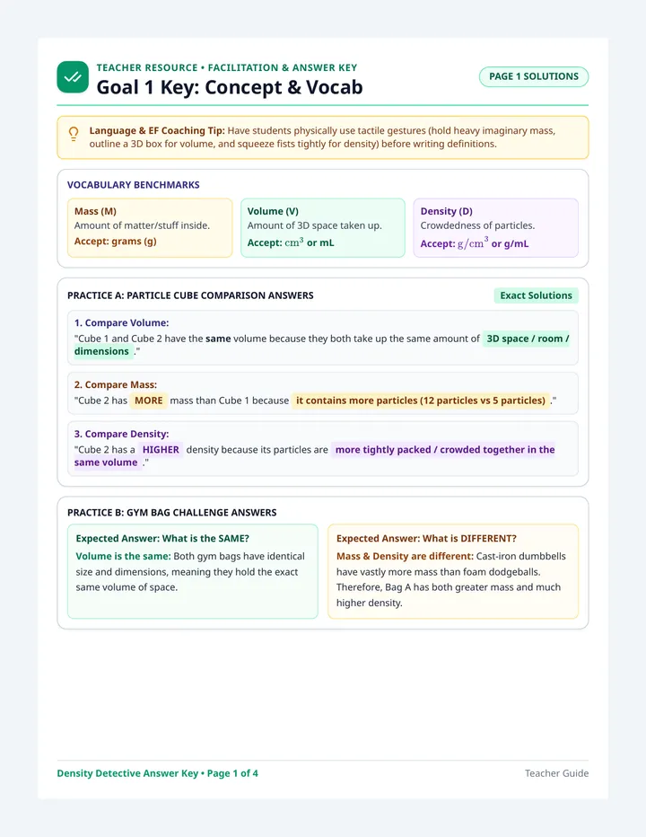 Density Quest Answer Key