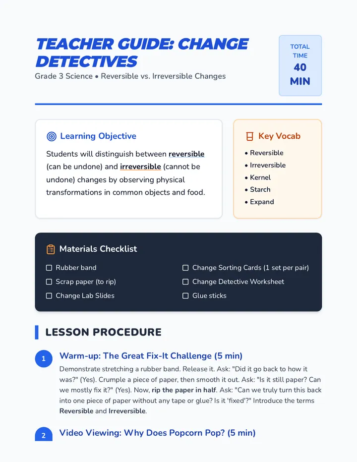 Change Detectives Teacher Guide