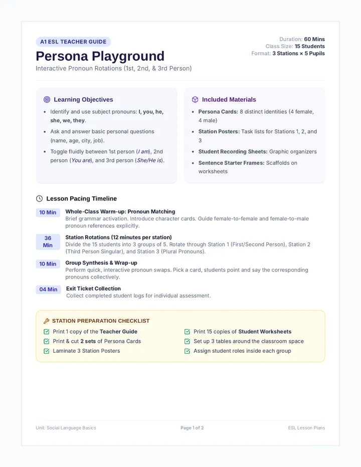 Persona Playground Teacher Guide