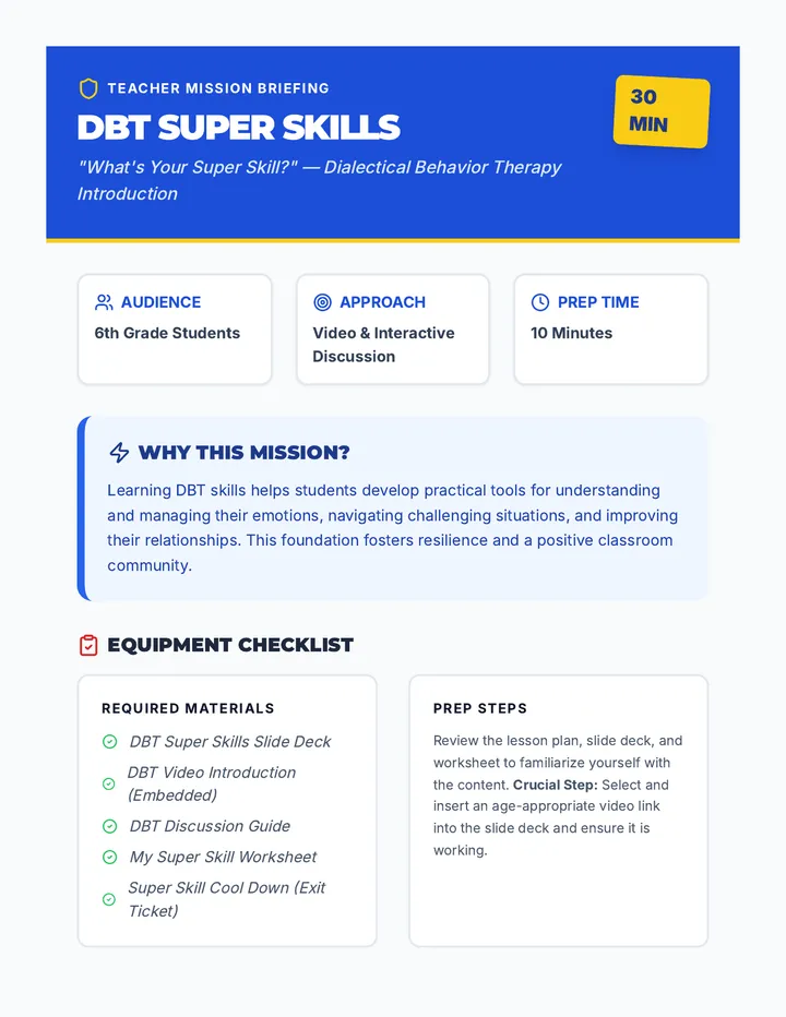 DBT Super Skills Lesson Plan