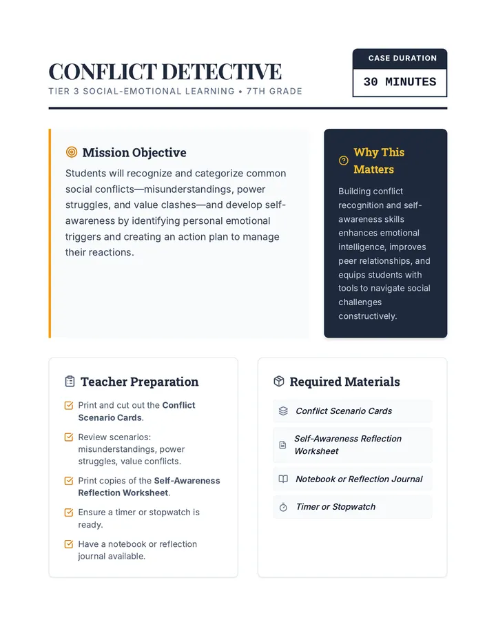 Conflict Detective Lesson Plan