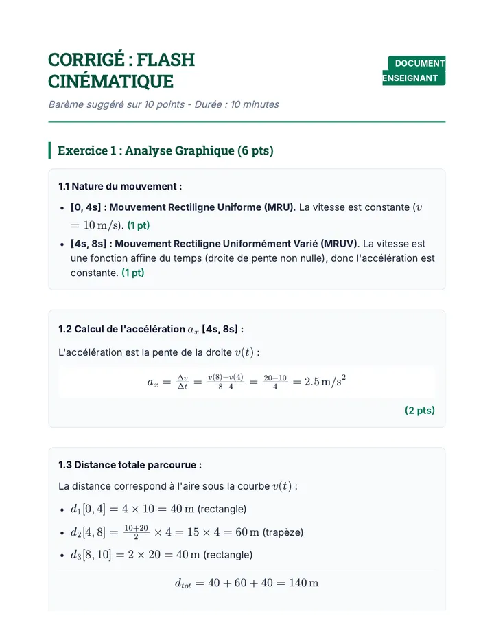Flash Cinématique Answer Key