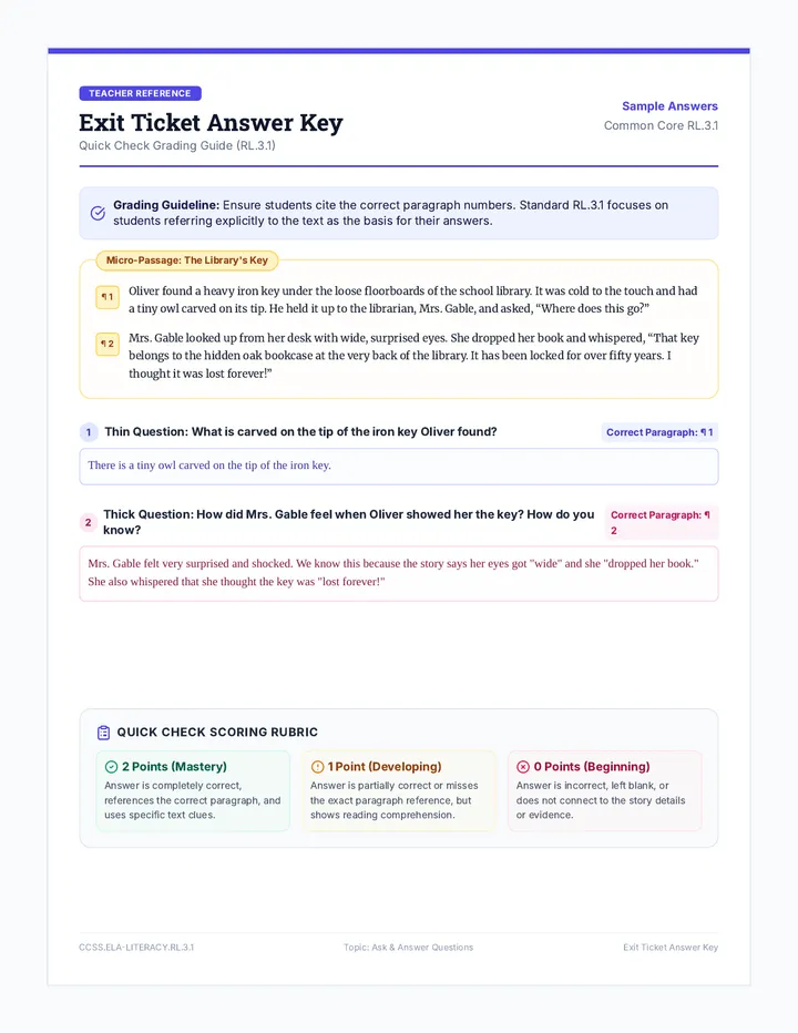 Exit Ticket Answer Key