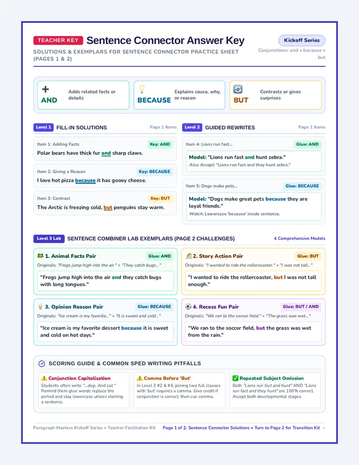 Sentence Boosters Answer Key