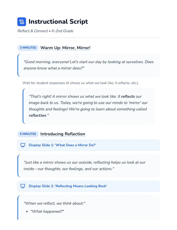 Reflect and Connect Script