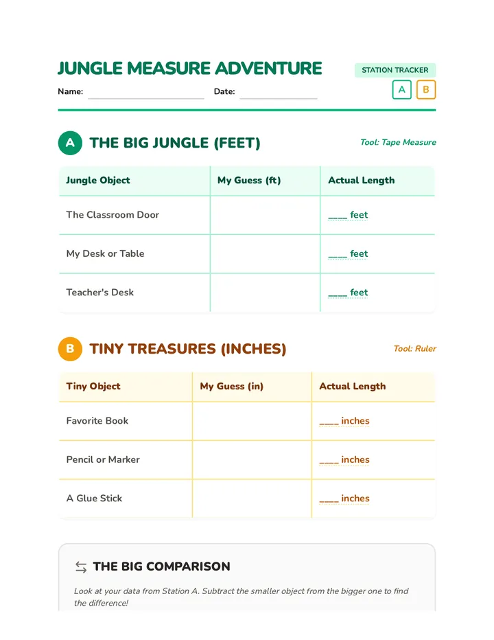Monkey Measurement Worksheet