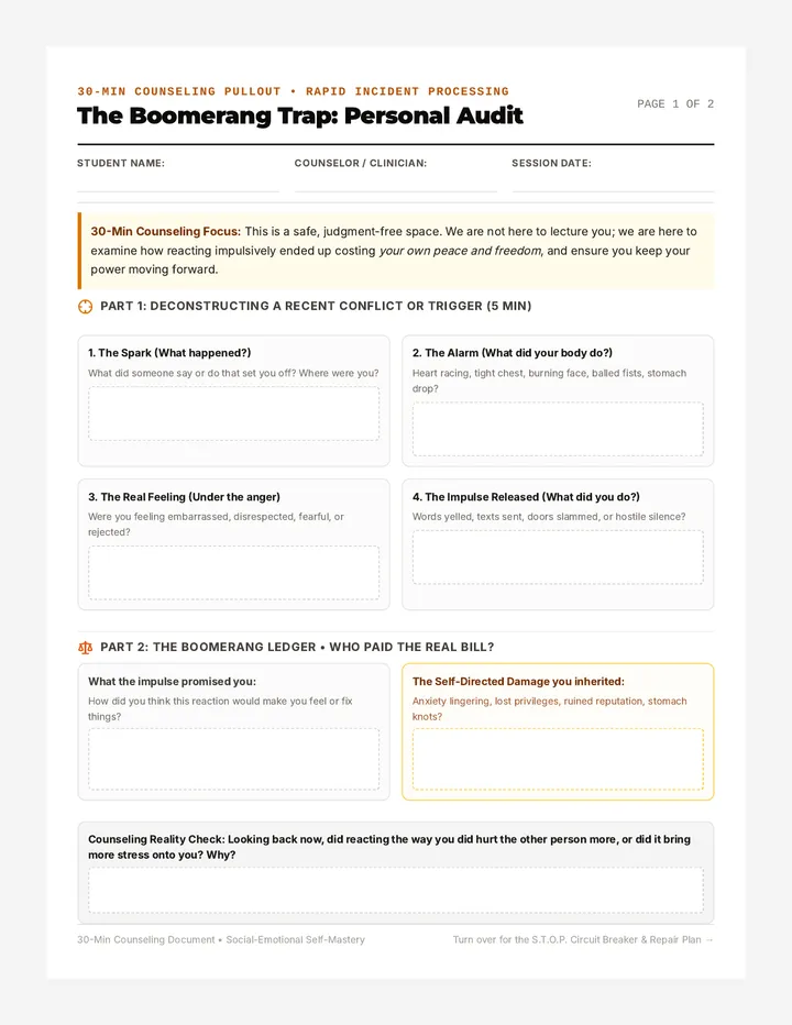 Boomerang Trap Counseling Workbook