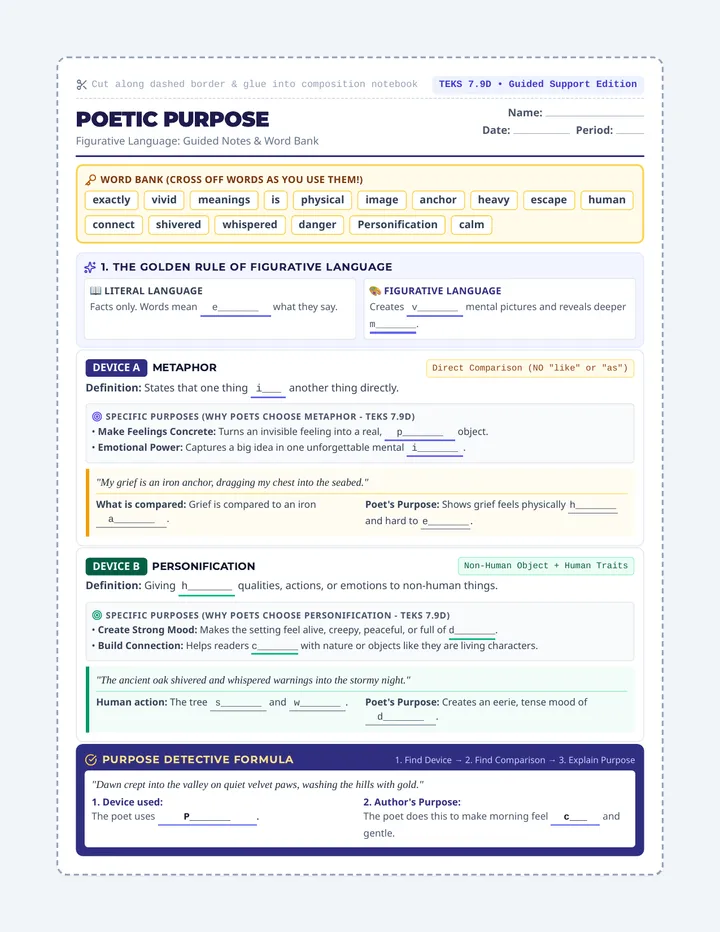 Poetic Purpose IEP Notes