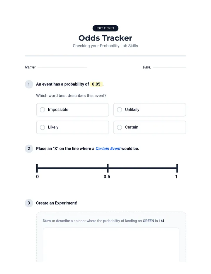 Odds Tracker Exit Ticket
