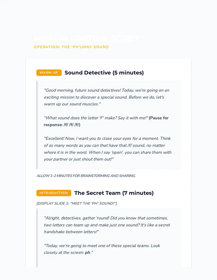 Phonics Teacher Script