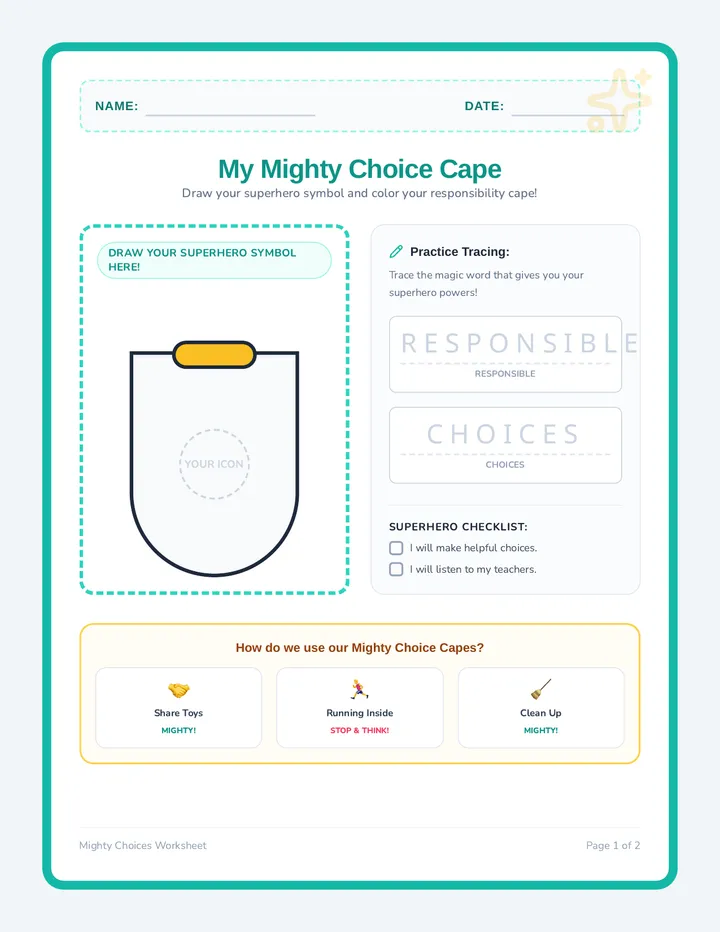 Mighty Choices Activity Sheet