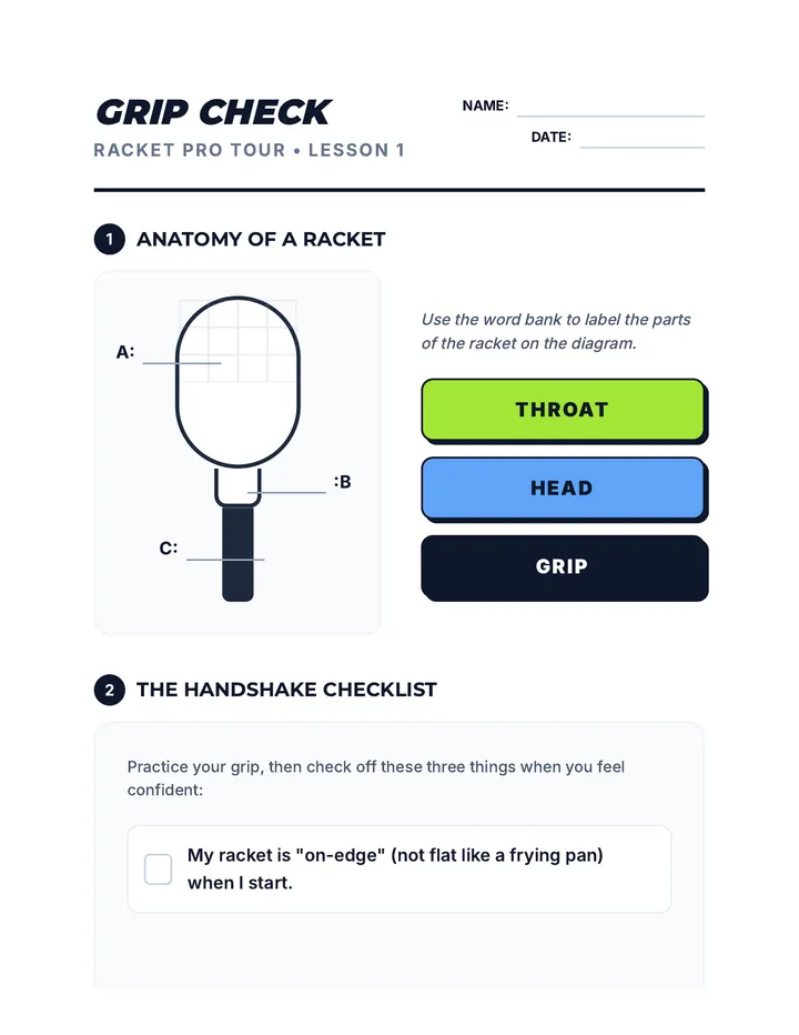 Grip Check Worksheet