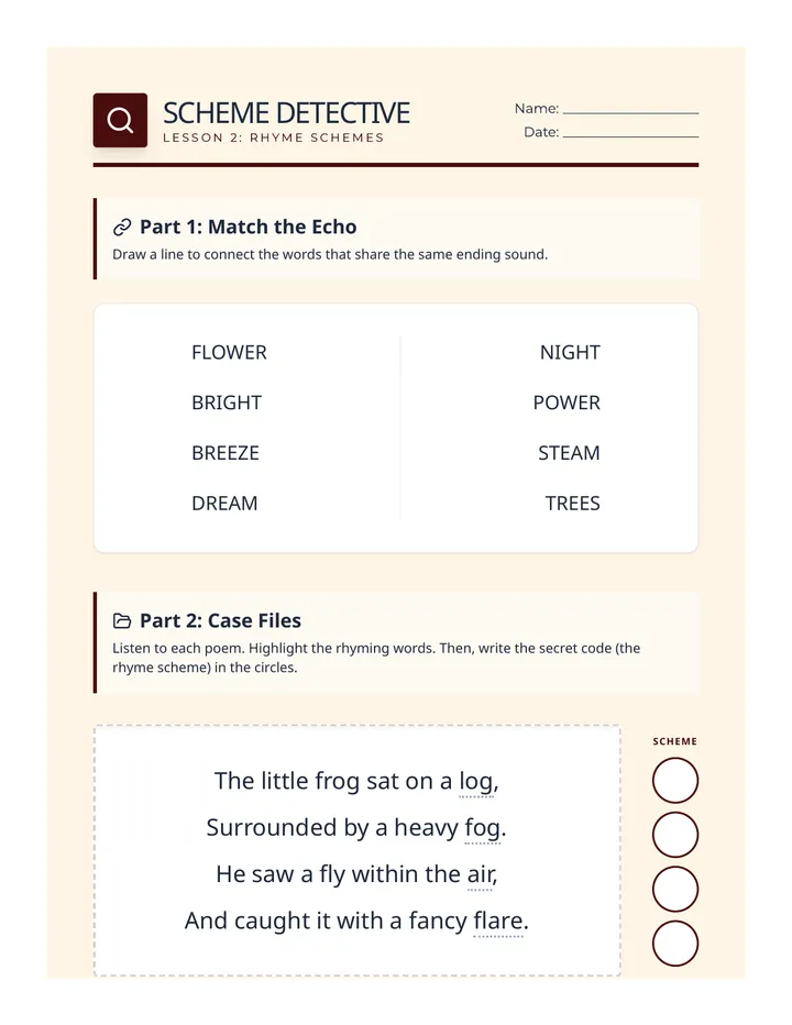 Scheme Detective Worksheet