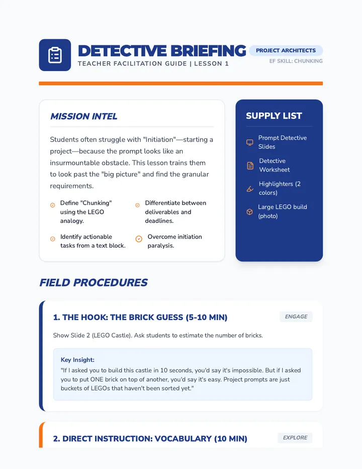 Detective Briefing Teacher Guide