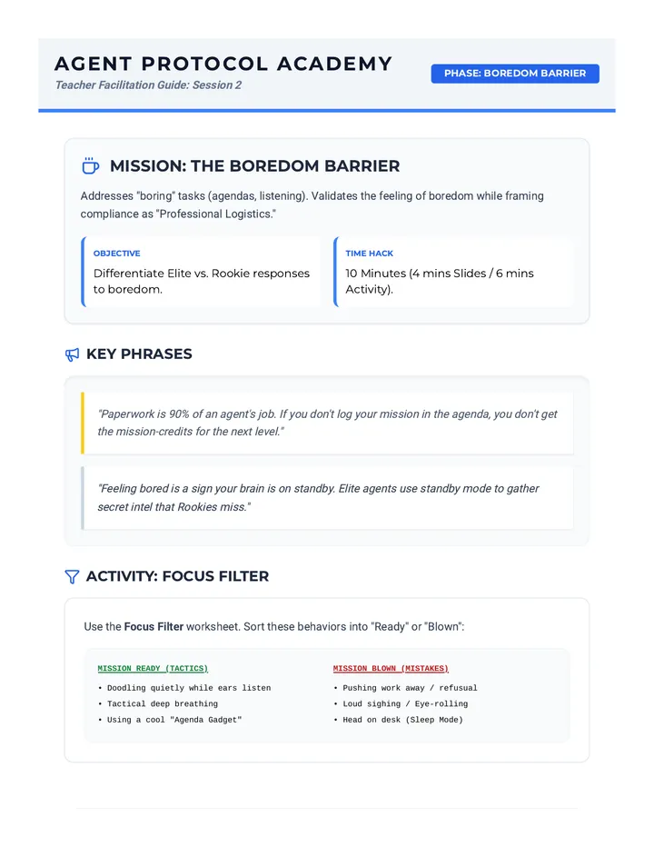 Boredom Barrier Teacher Guide