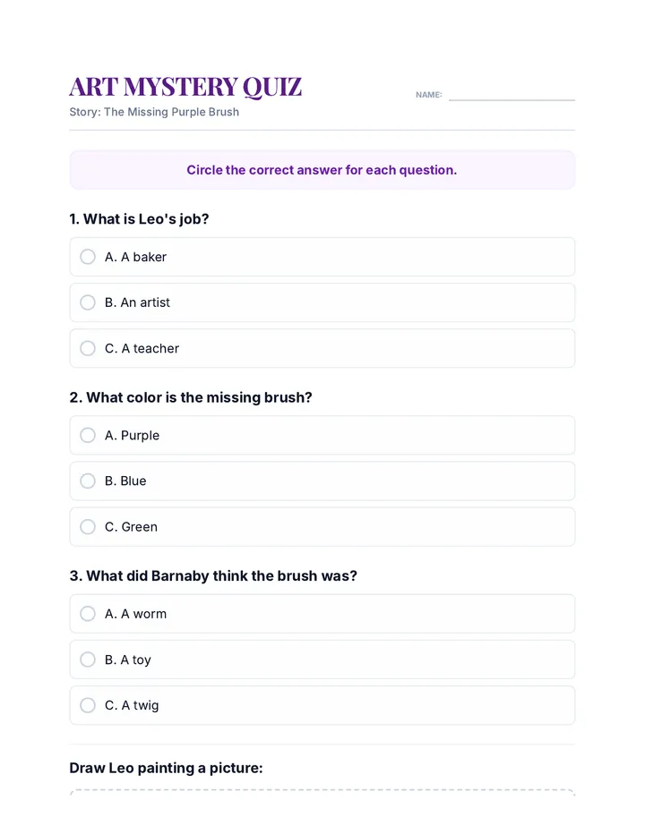 Art Mystery 1 Worksheet Document