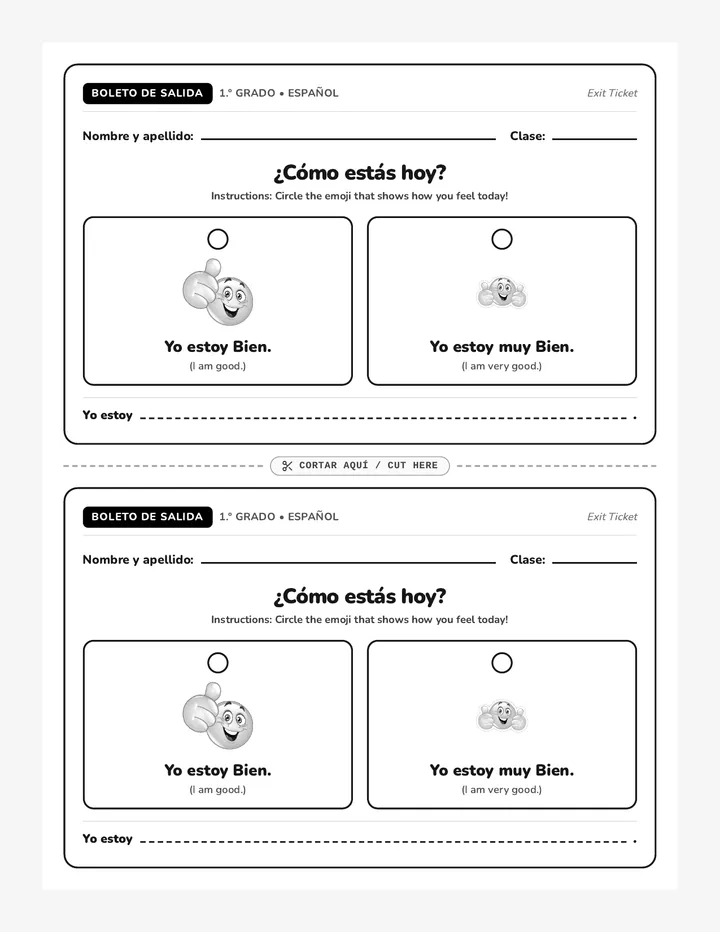 Como Estas Exit Ticket