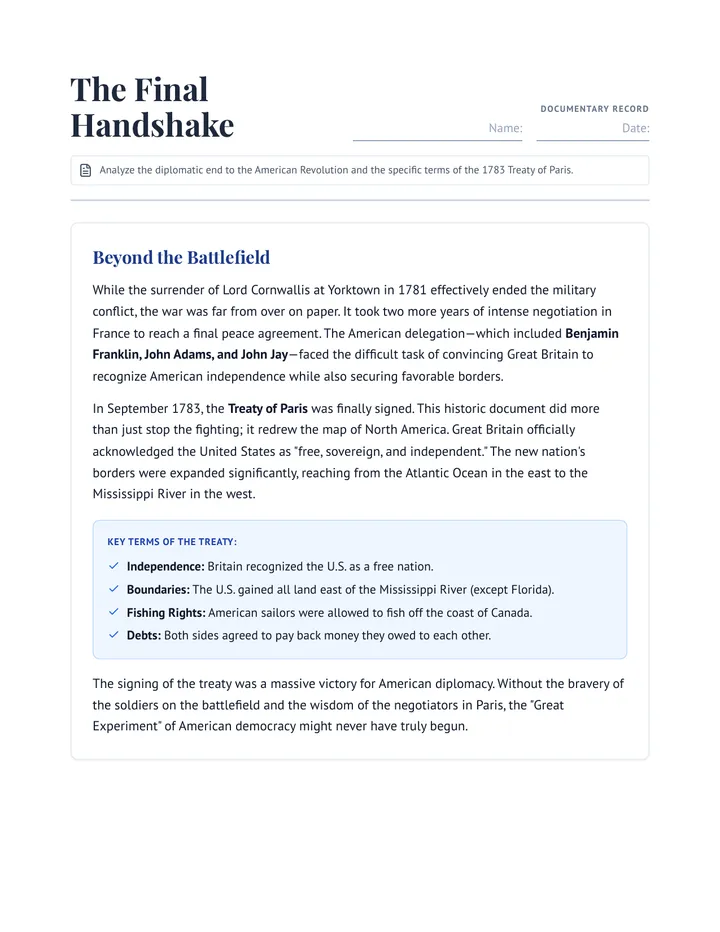 The Final Handshake Worksheet