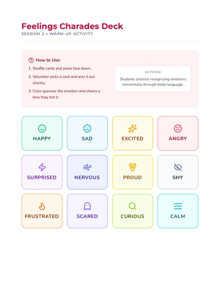Feelings Charades Deck