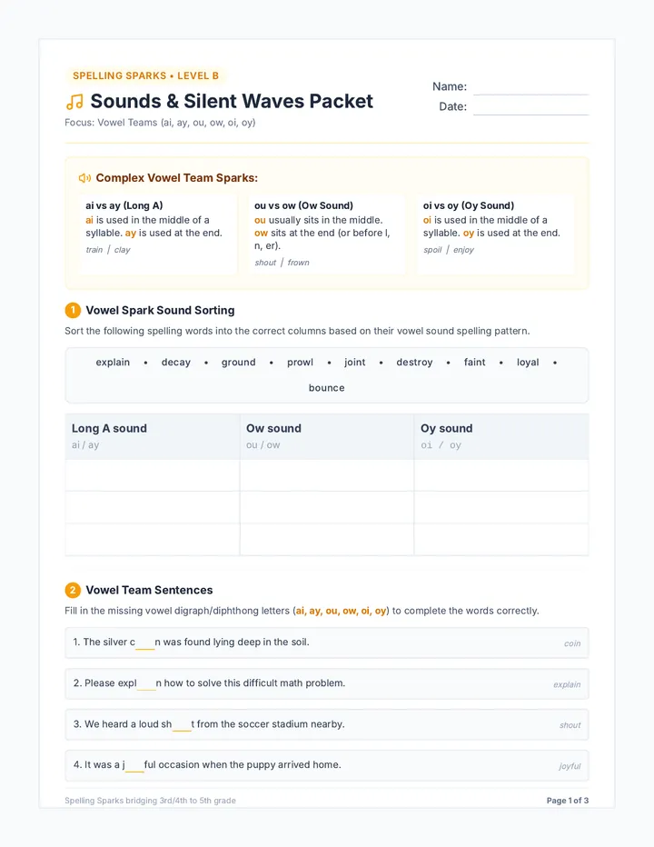 Sounds and Silents Worksheet Packet