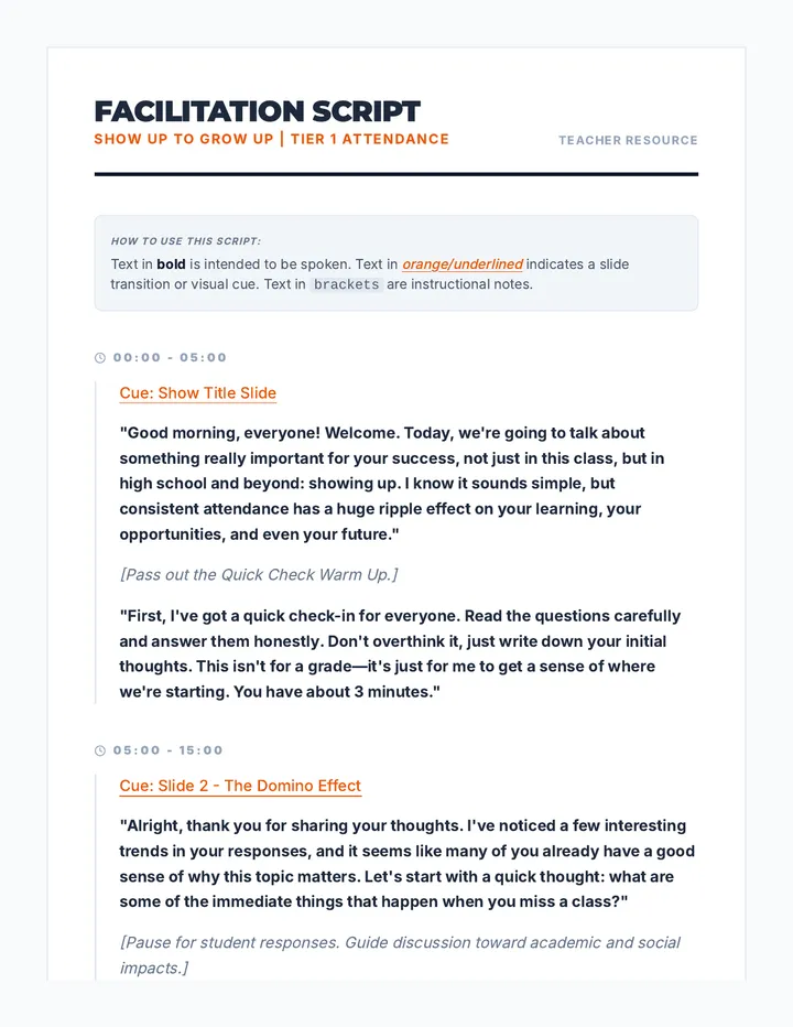 Attendance Talk Script