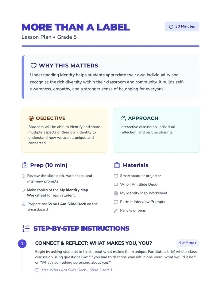 More Than a Label Lesson Plan