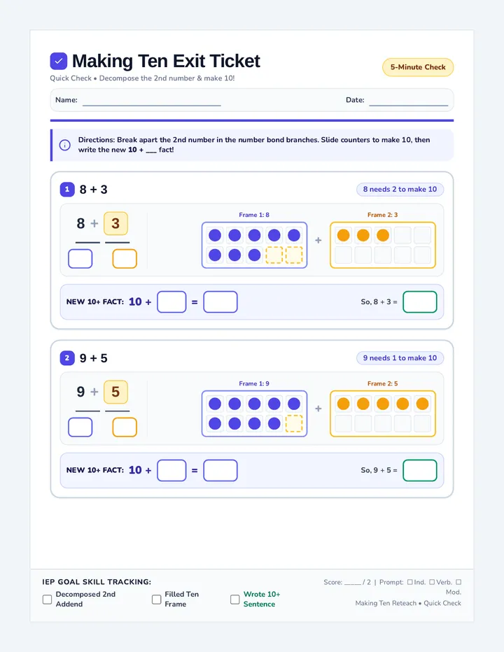 Making Ten Exit Ticket