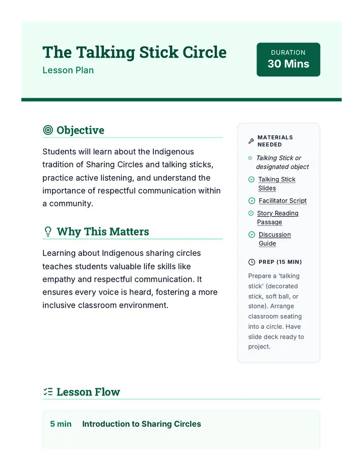 Talking Stick Lesson Plan