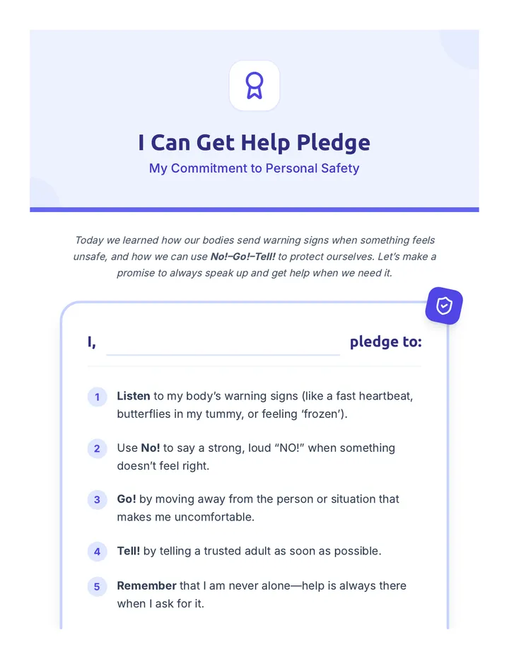 I Can Get Help Pledge Handout