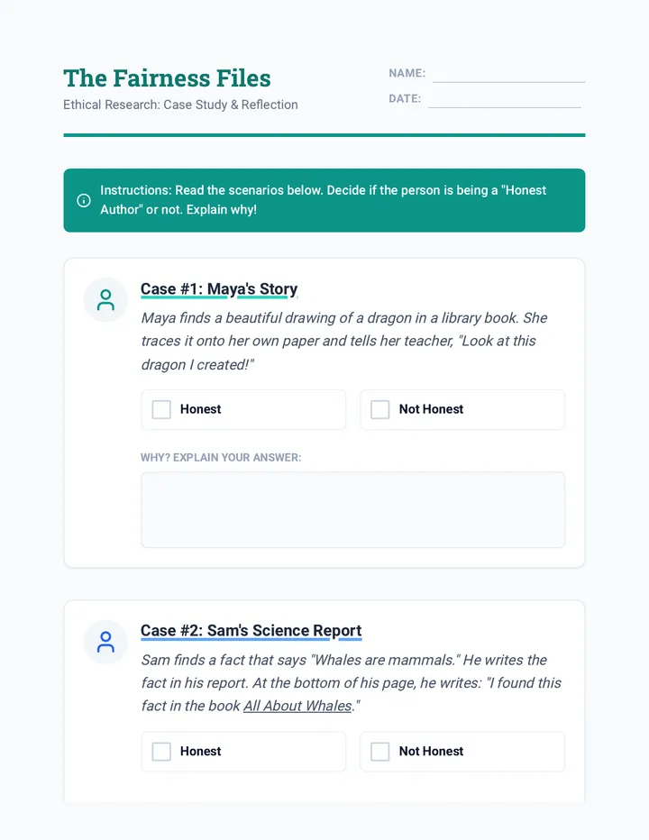 Fairness Files Worksheet