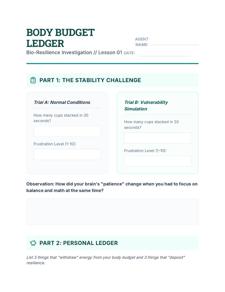 Body Budget Worksheet