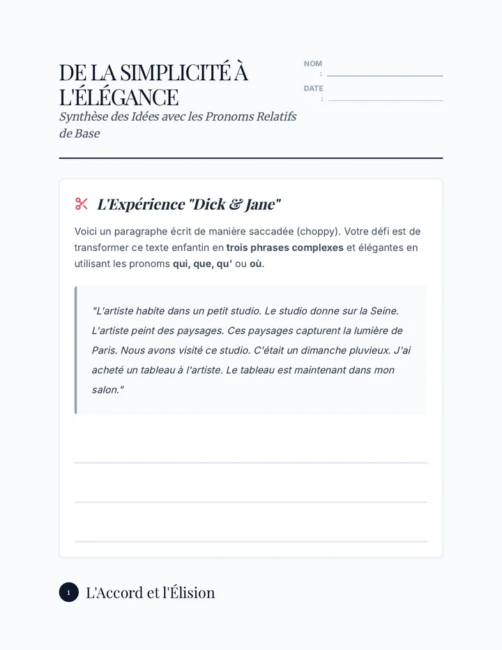 Simplicity to Elegance Worksheet