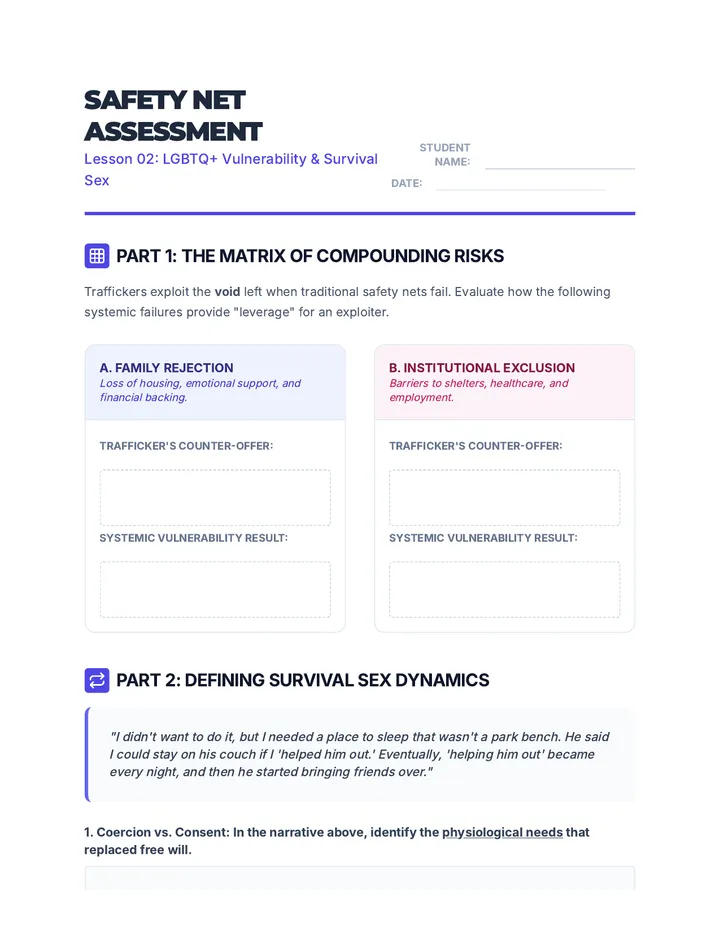 Safety Net Assessment Worksheet