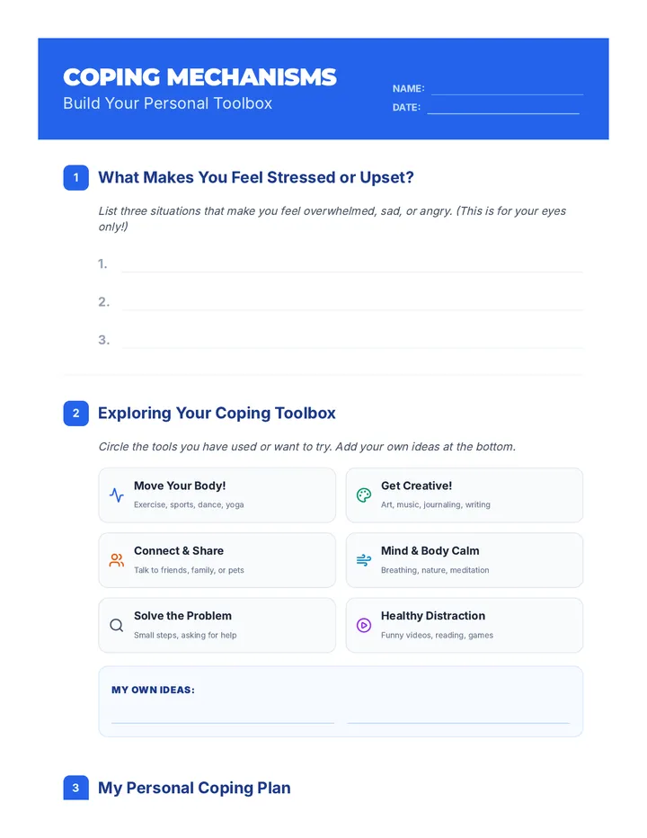 Coping Mechanisms Worksheet
