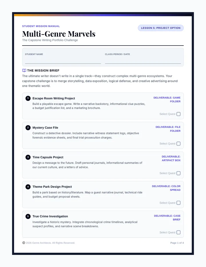 Multi Genre Marvels Student Workbook