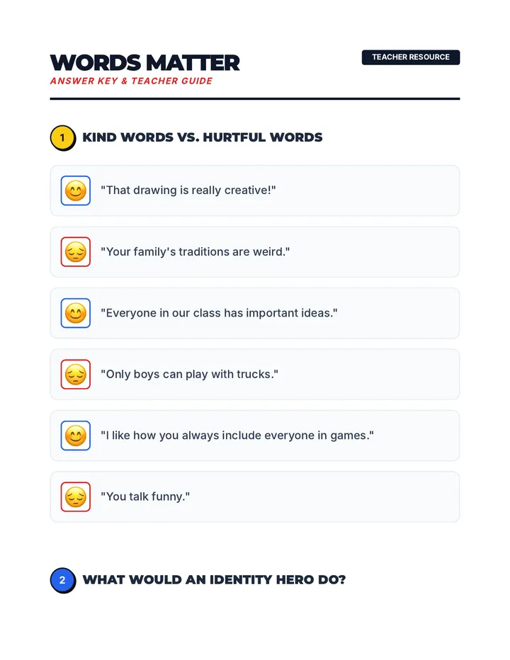Words Matter Answer Key