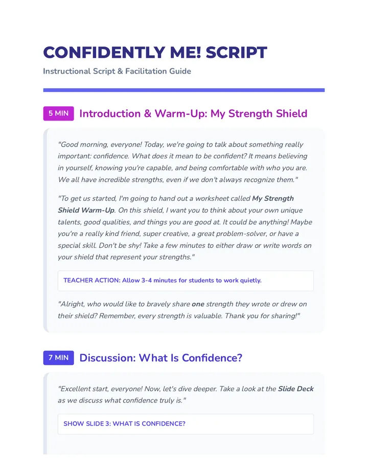 Confidently Me Script