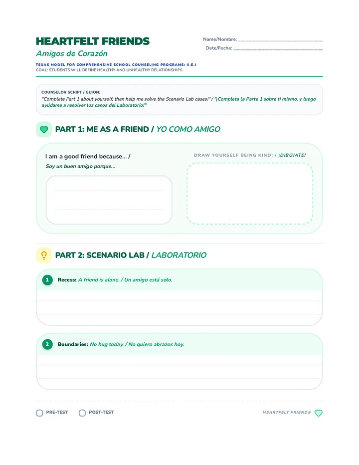 Heartfelt Friends Activity Worksheet