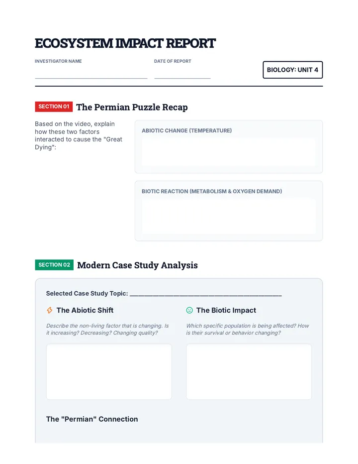 Ecosystem Impact Worksheet