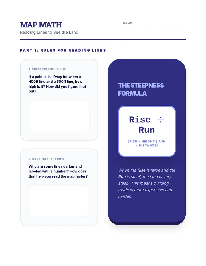 Map Math Worksheet