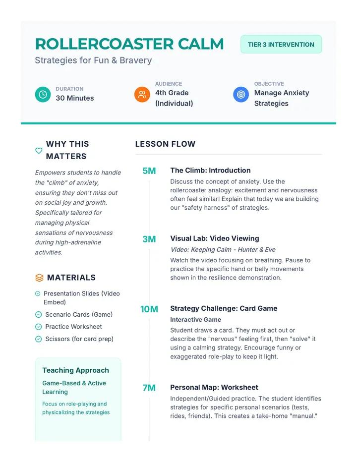 Rollercoaster Calm Teacher Guide