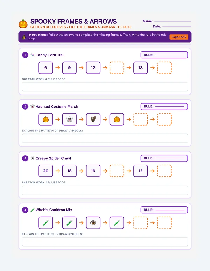 Spooky Patterns Frames Worksheet