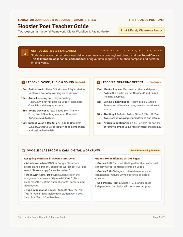 Hoosier Poet Teacher Guide