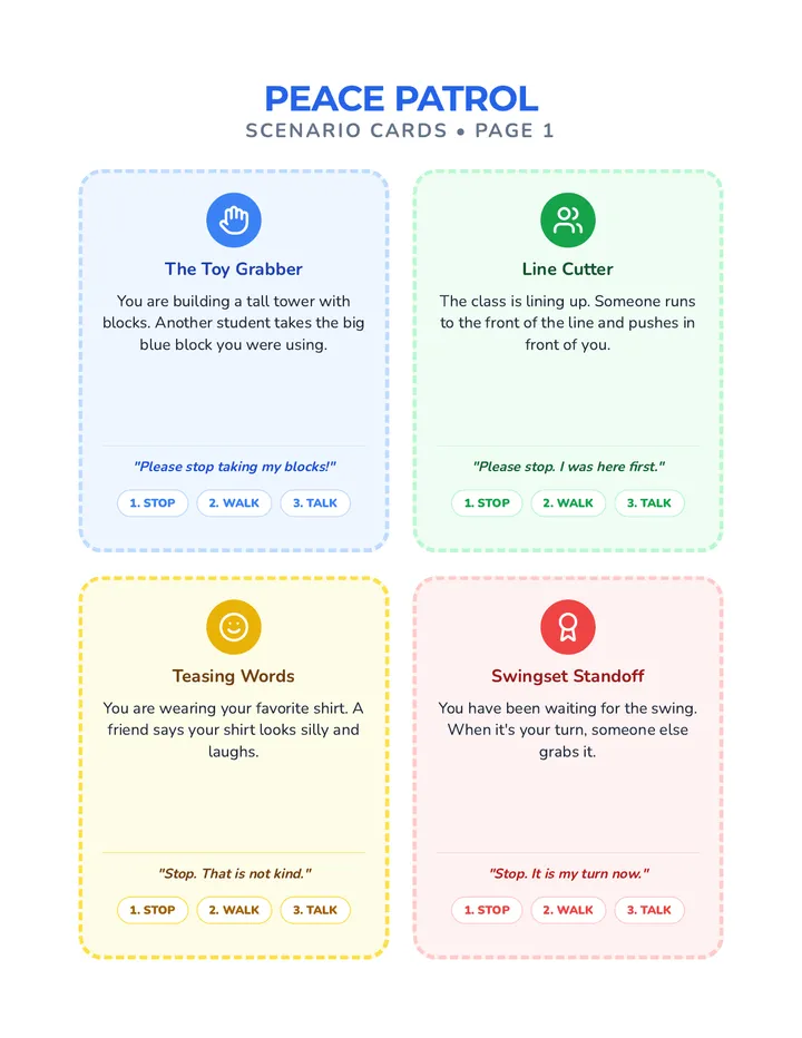 Peace Patrol Scenario Cards