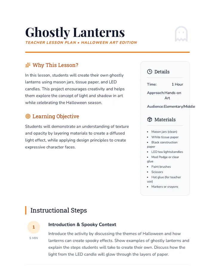 Ghostly Lanterns Lesson Plan