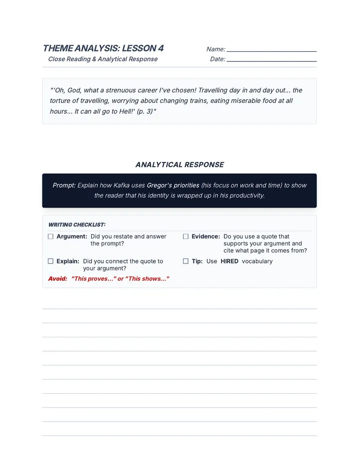 Theme Analysis Worksheet
