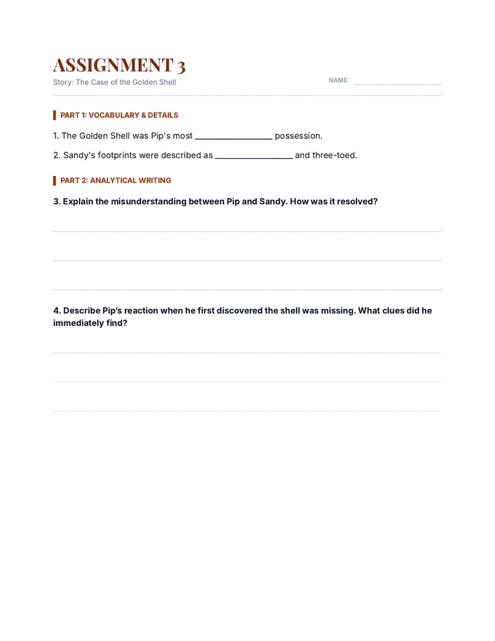Golden Shell 3 Worksheet Document